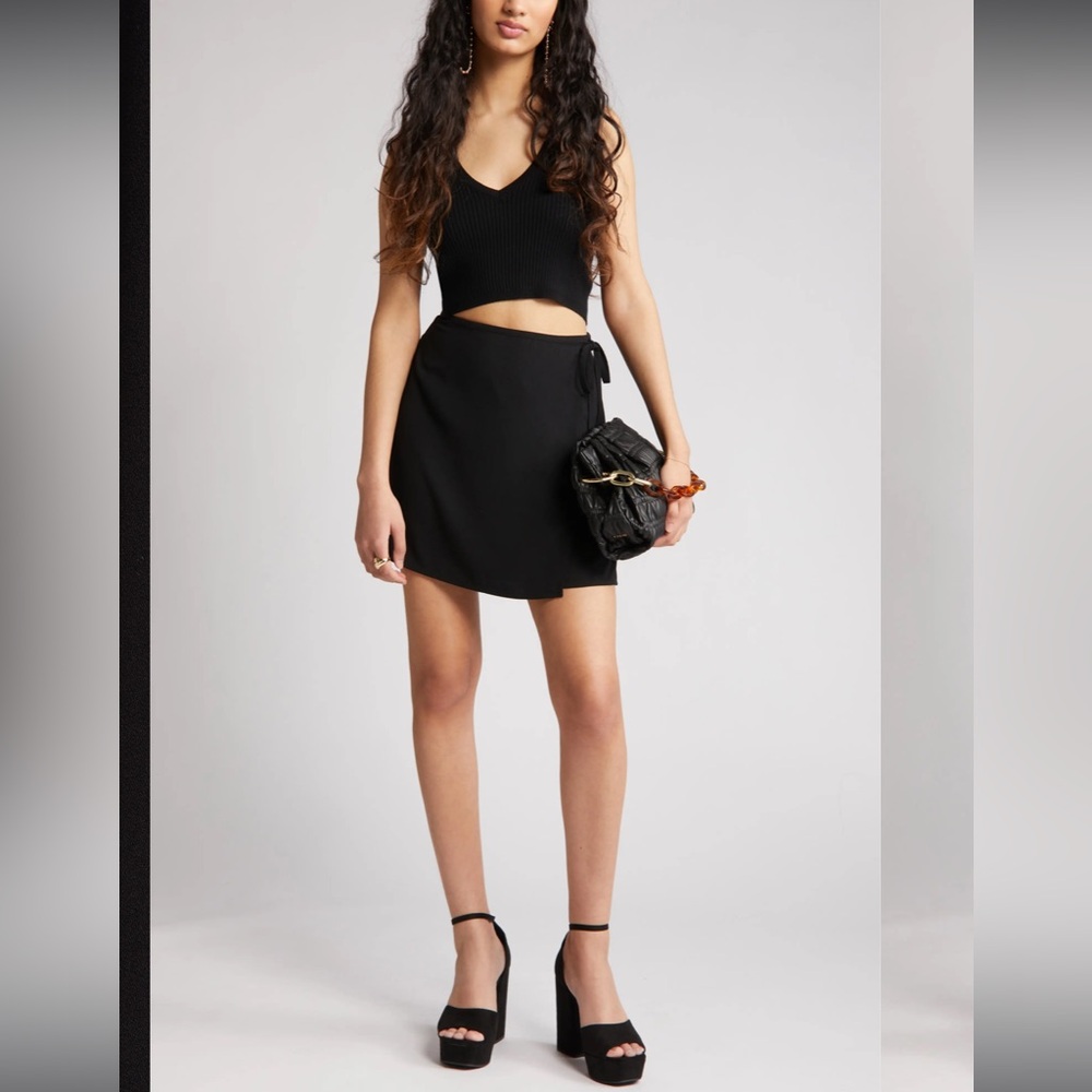 Open Edit A-Line Wrap Skirt in Black - new never worn
